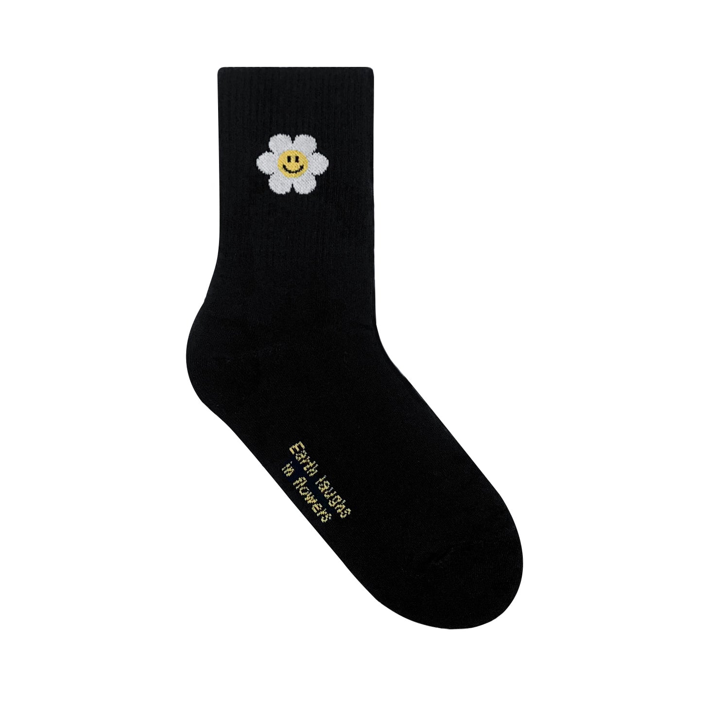 Women's Crew Smile Flower Band Socks