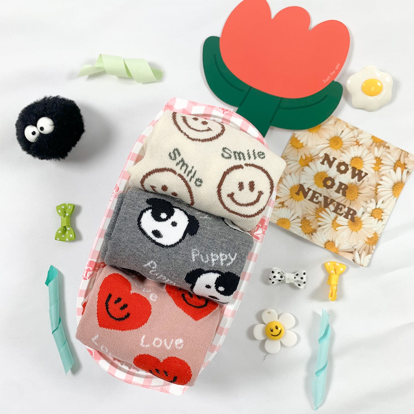 Women's Crew Smile Love Puppy Socks