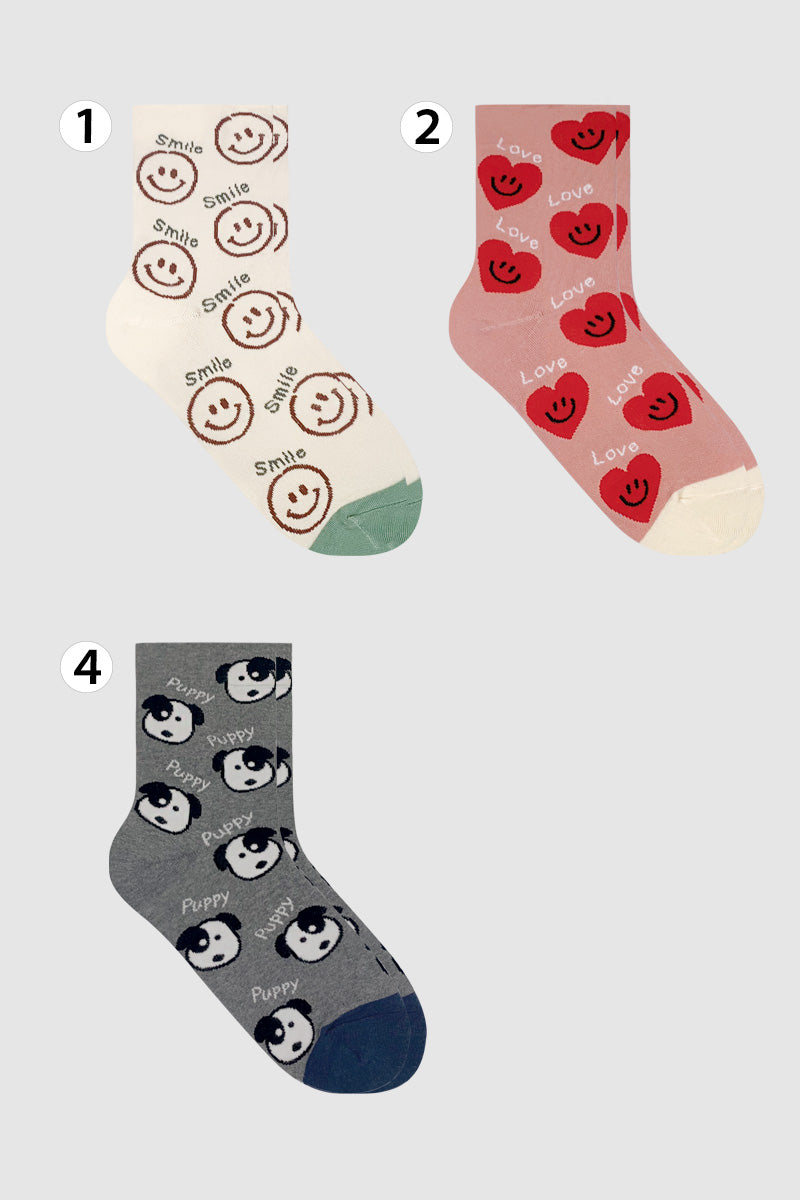 Women's Crew Smile Love Puppy Socks