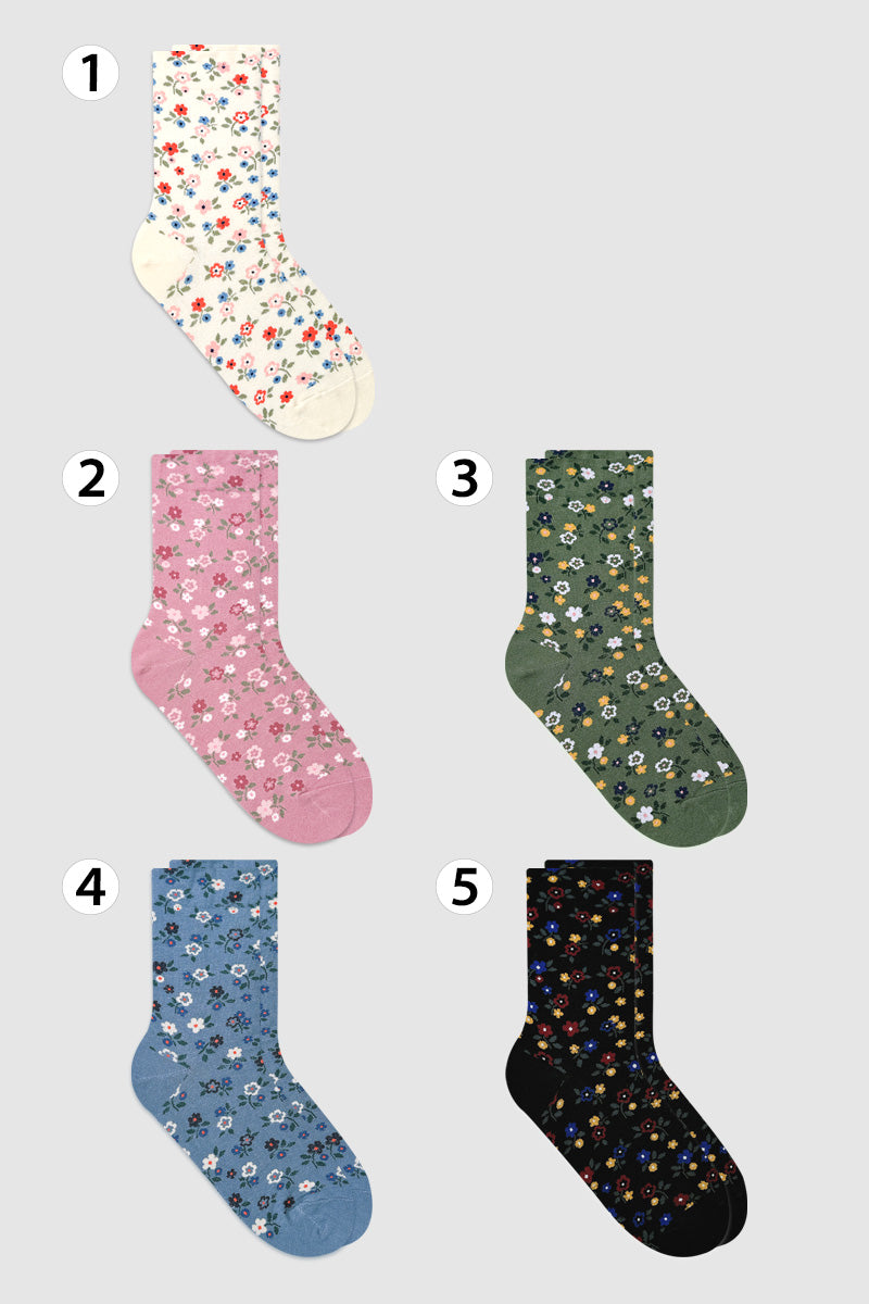 Women's Flower Pattern Crew Socks
