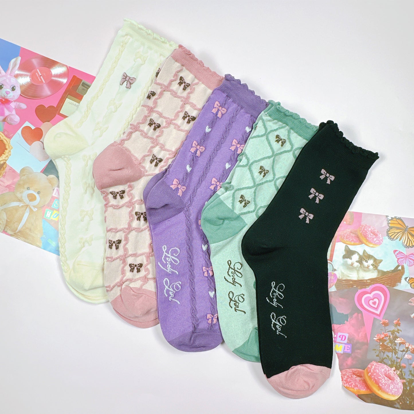 Women's Lovely Girl Pattern Crew Socks