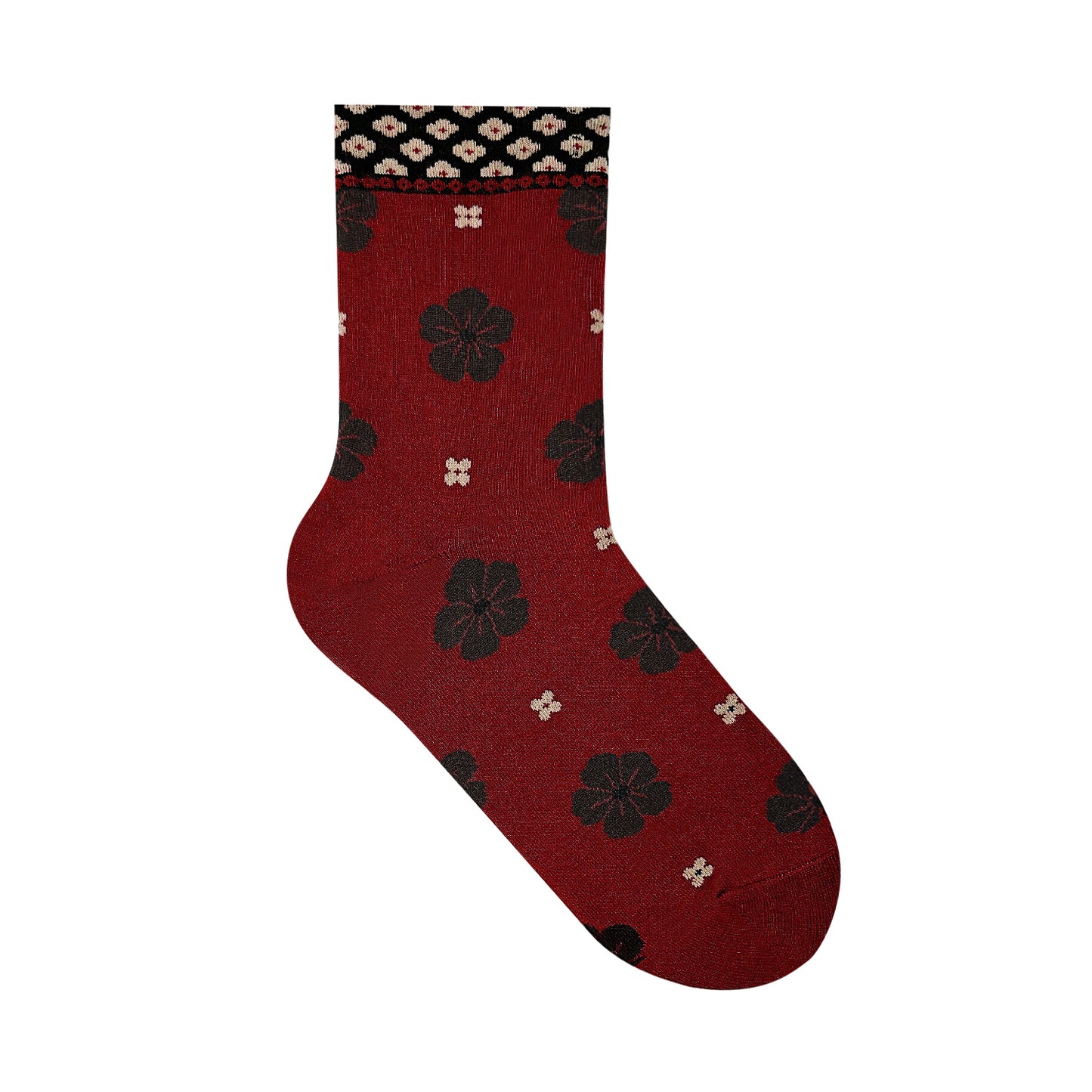 Women's Flower Pattern Crew Socks