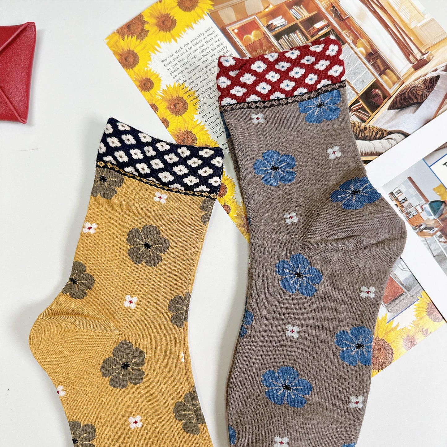 Women's Flower Pattern Crew Socks