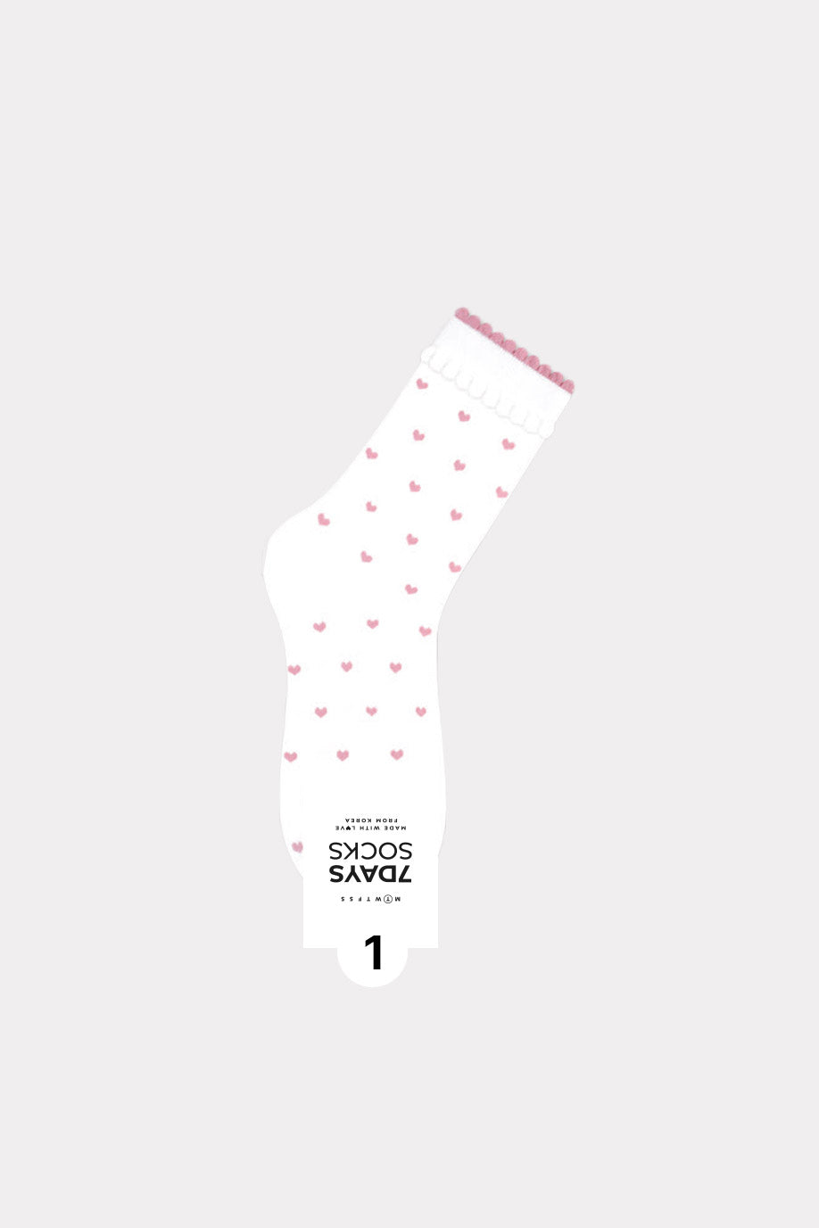Women's Picot Heart Pattern Crew Socks