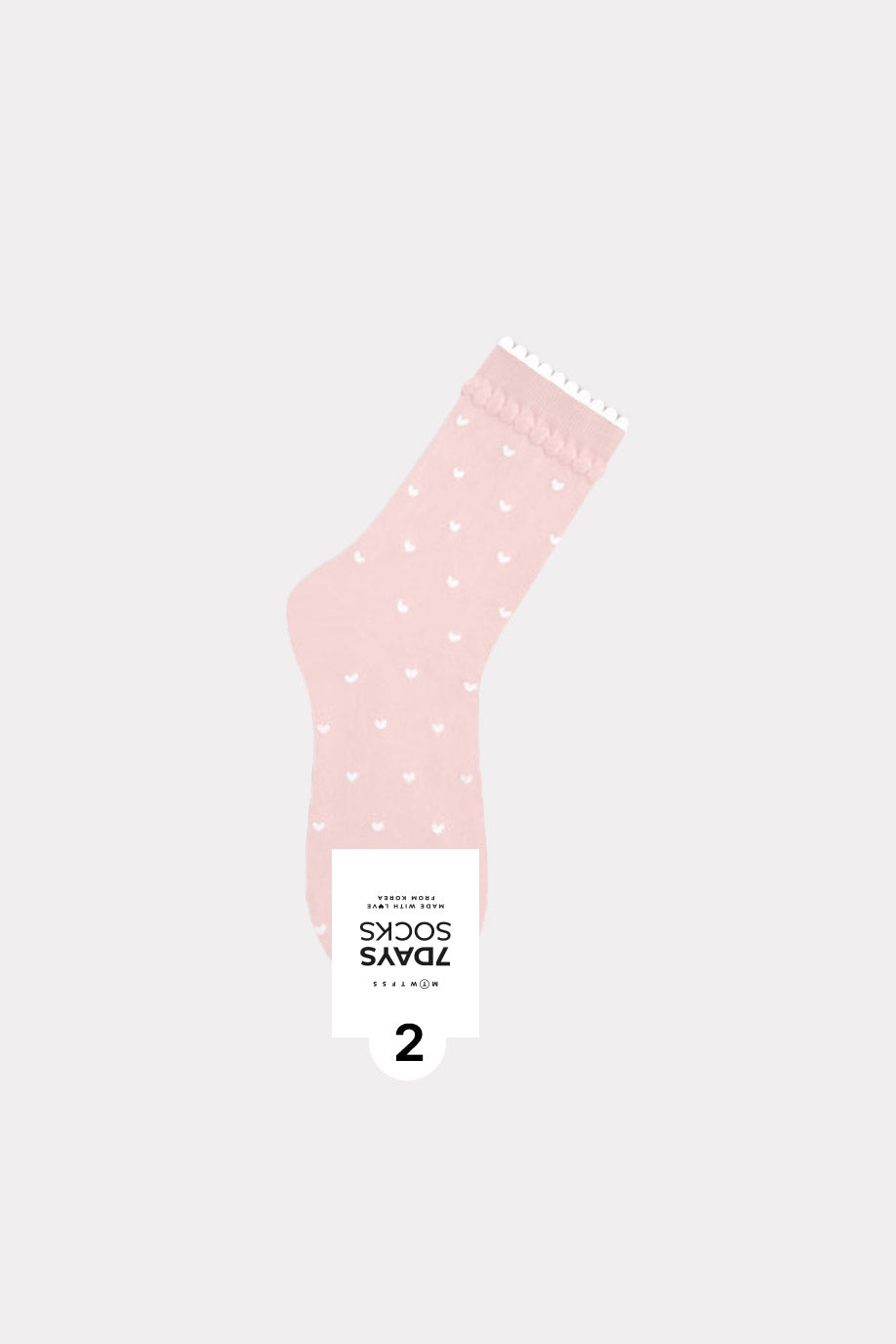 Women's Picot Heart Pattern Crew Socks