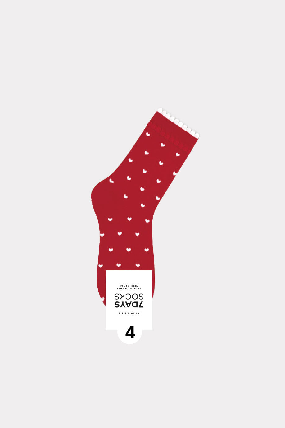 Women's Picot Heart Pattern Crew Socks