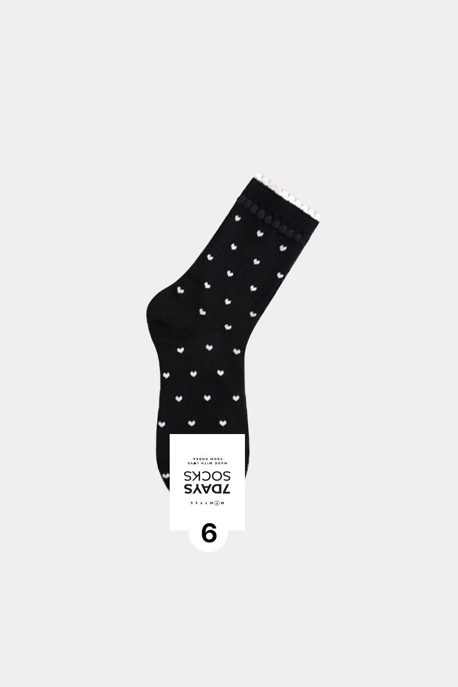 Women's Picot Heart Pattern Crew Socks