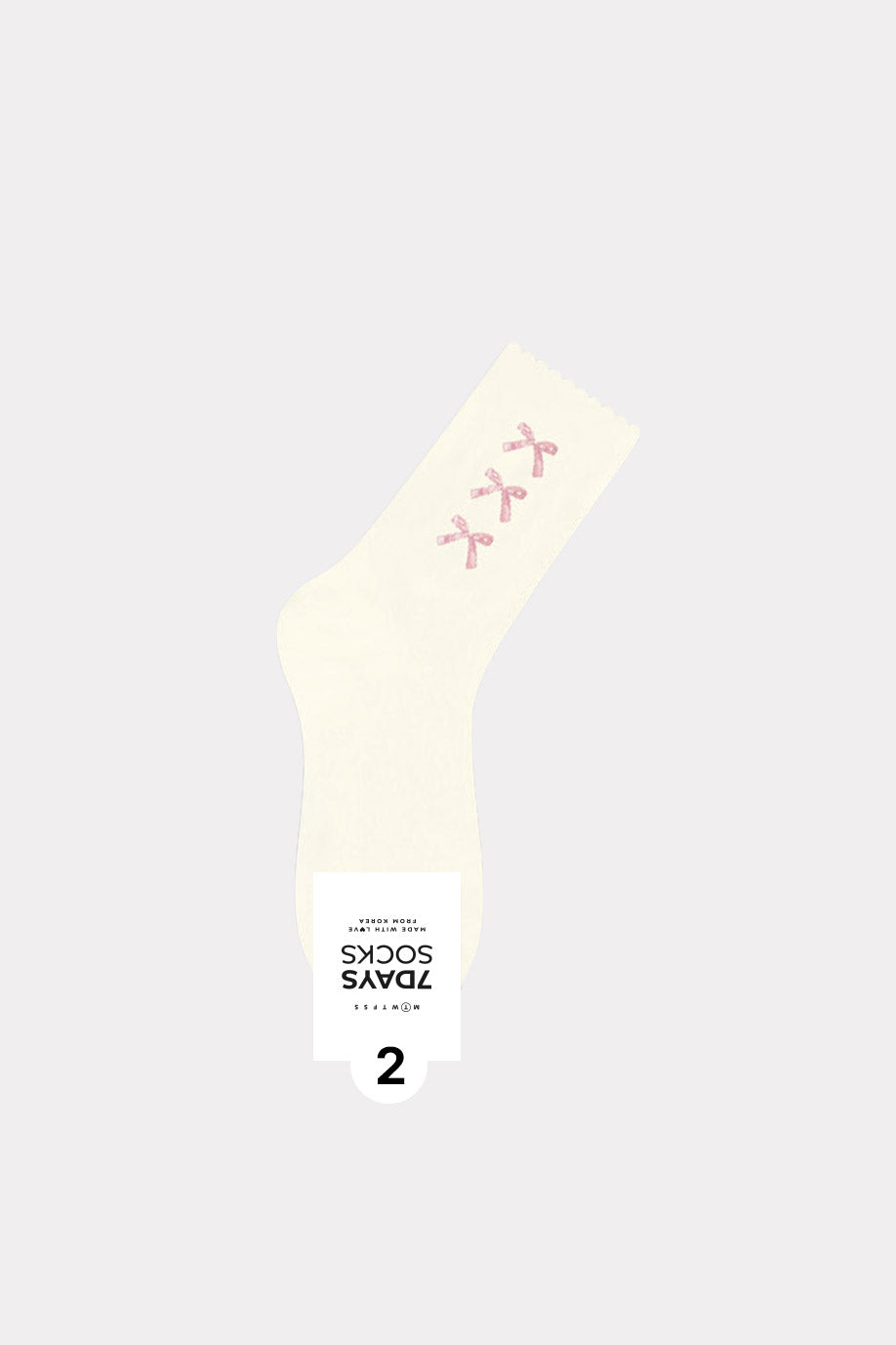Women's Bow Ribbon Solid Crew Socks