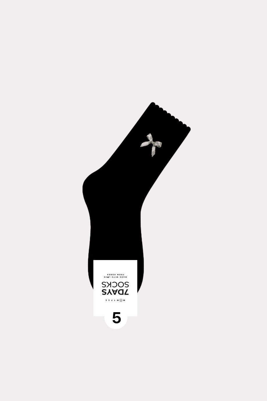 Women's Bow Ribbon Solid Crew Socks