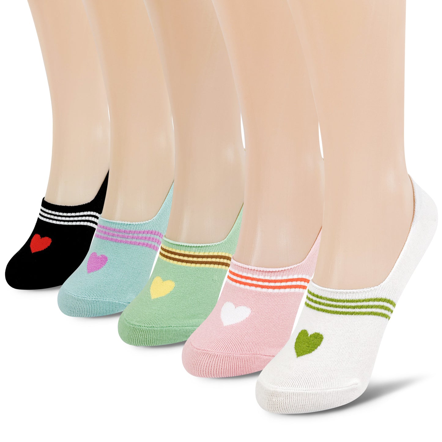 Women's No Show Heart Point No Show Socks