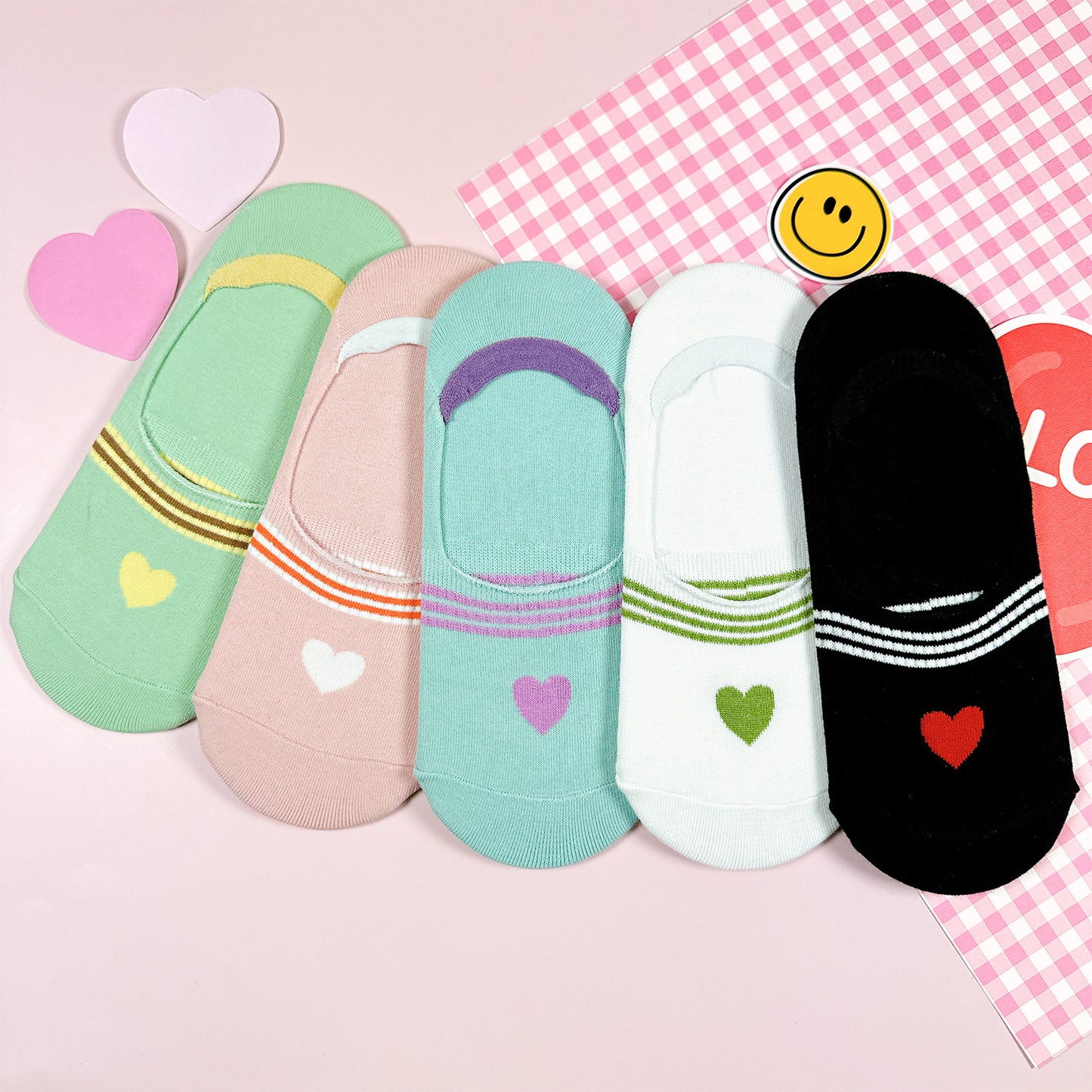 Women's No Show Heart Point No Show Socks