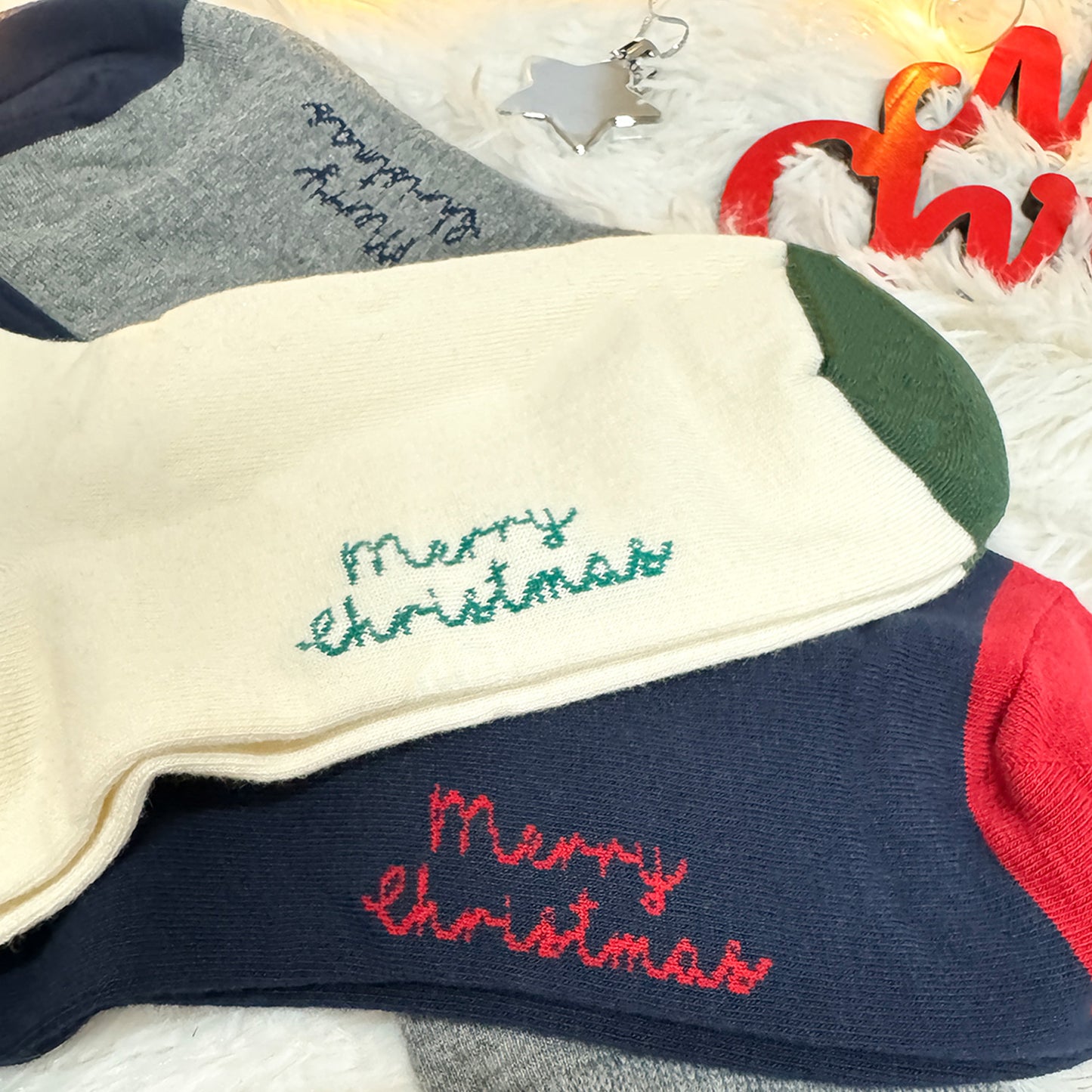 Women's Crew Christmas Card Socks