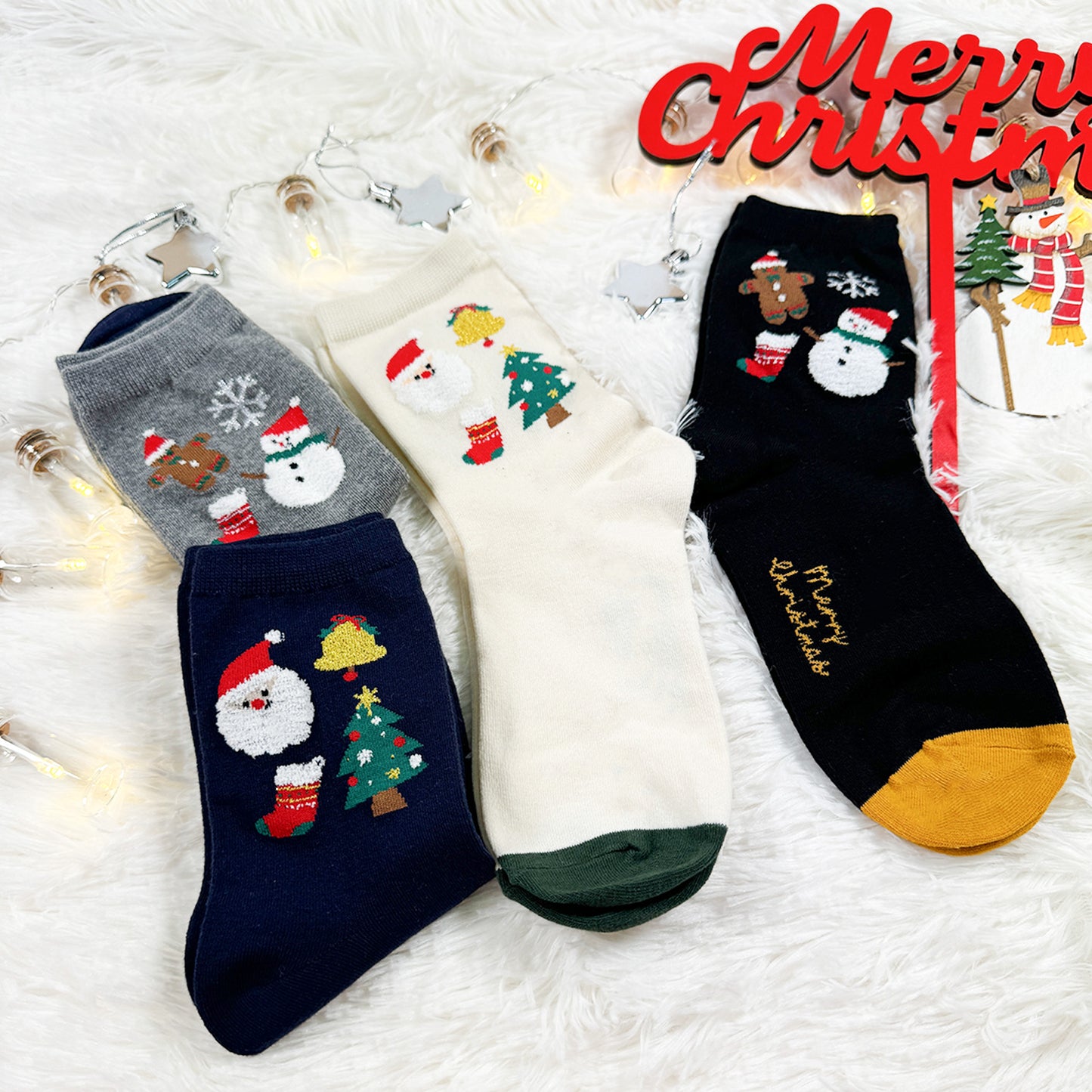 Women's Crew Christmas Card Socks