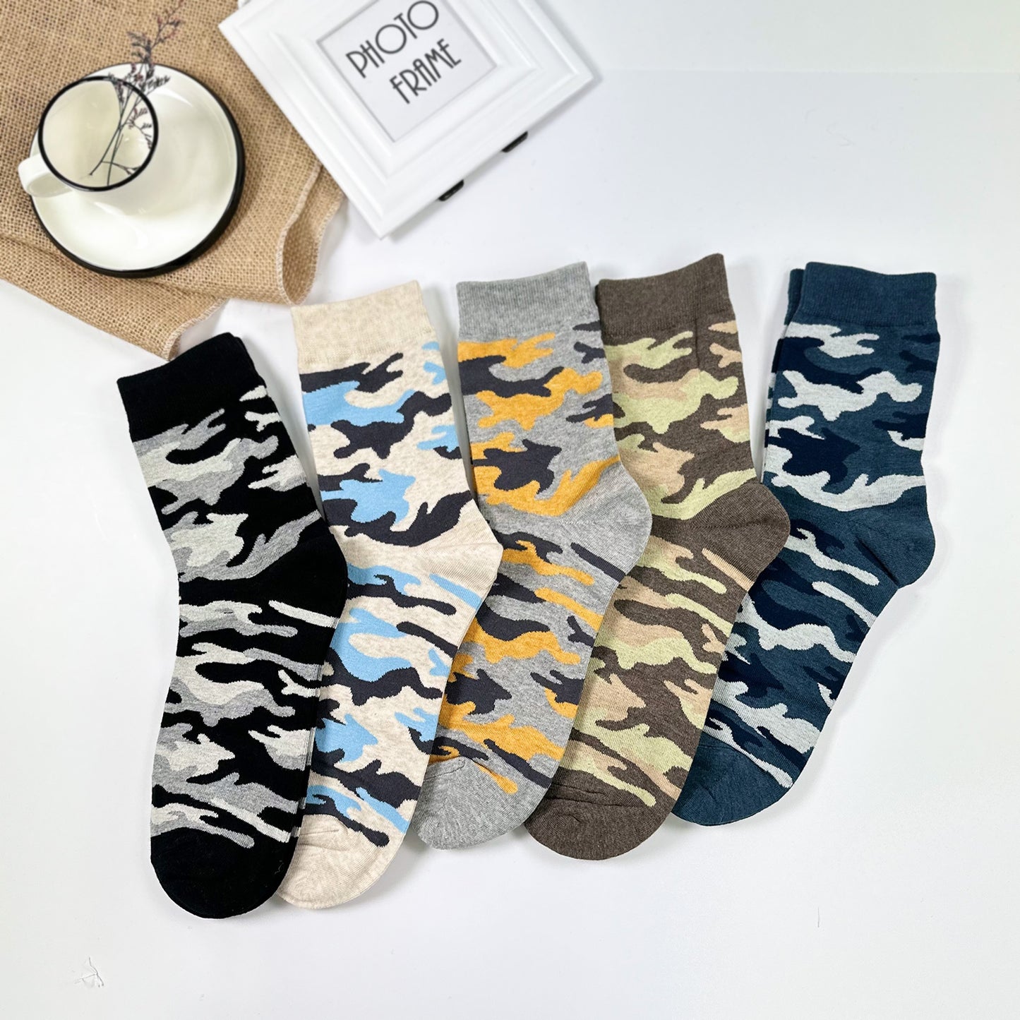 Men's Crew Camo Pattern Socks