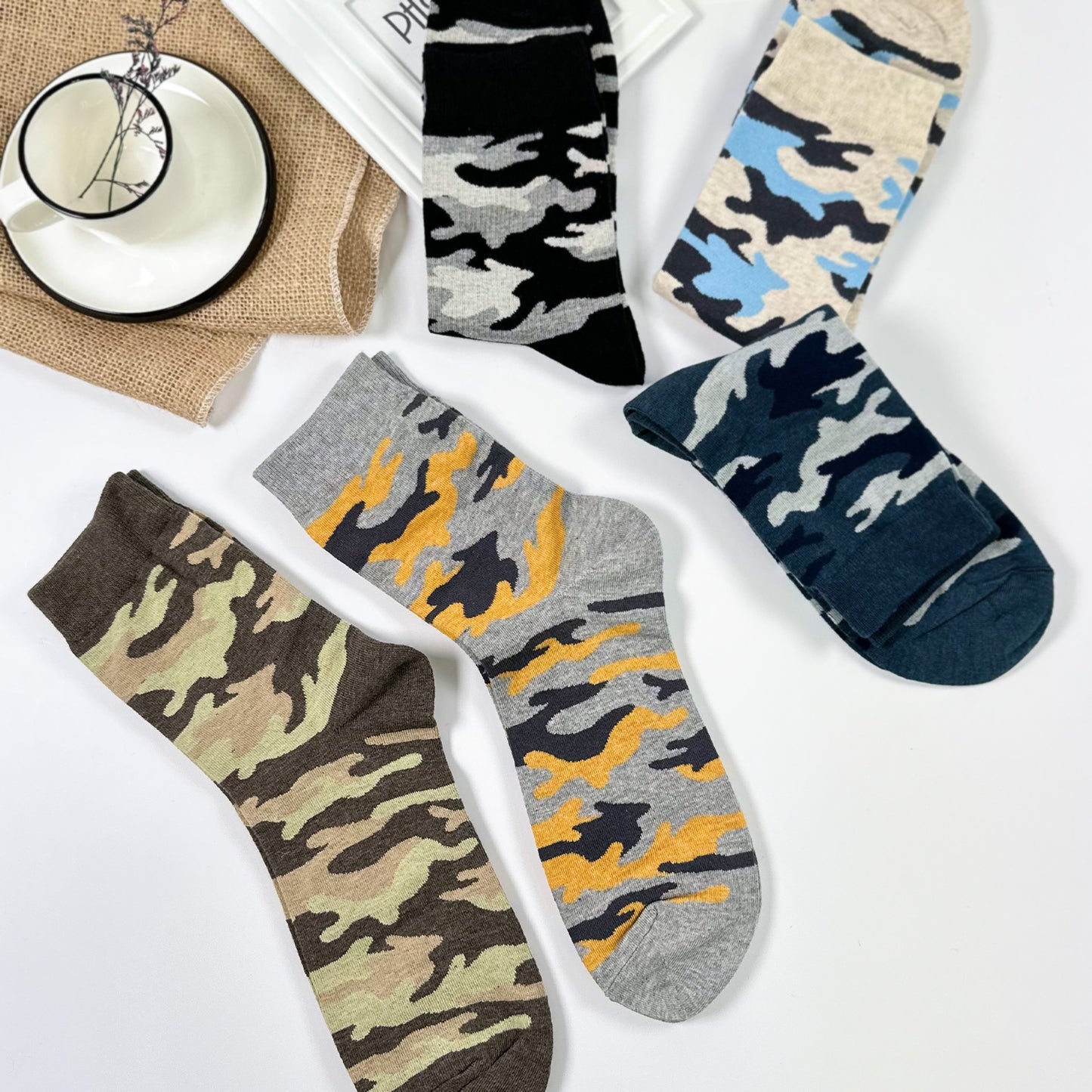 Men's Crew Camo Pattern Socks