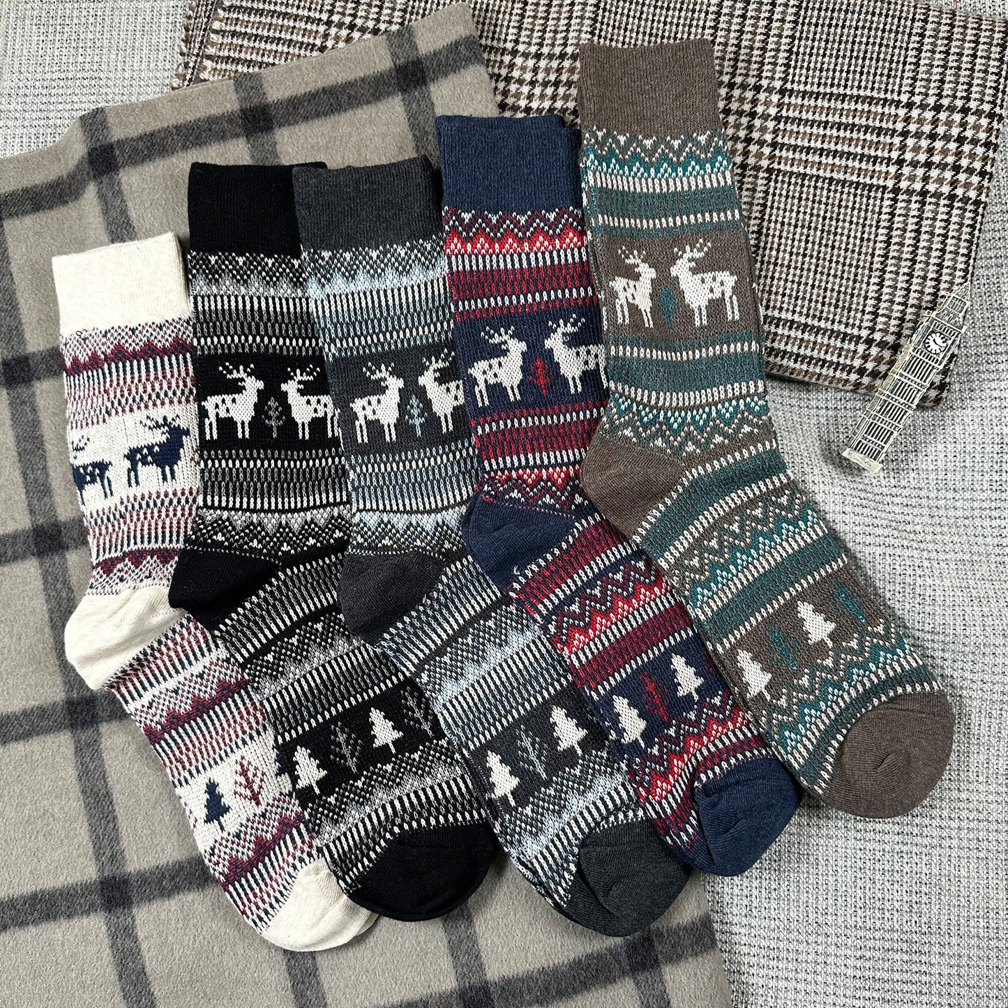 Men's Crew Deer Jacquard Socks
