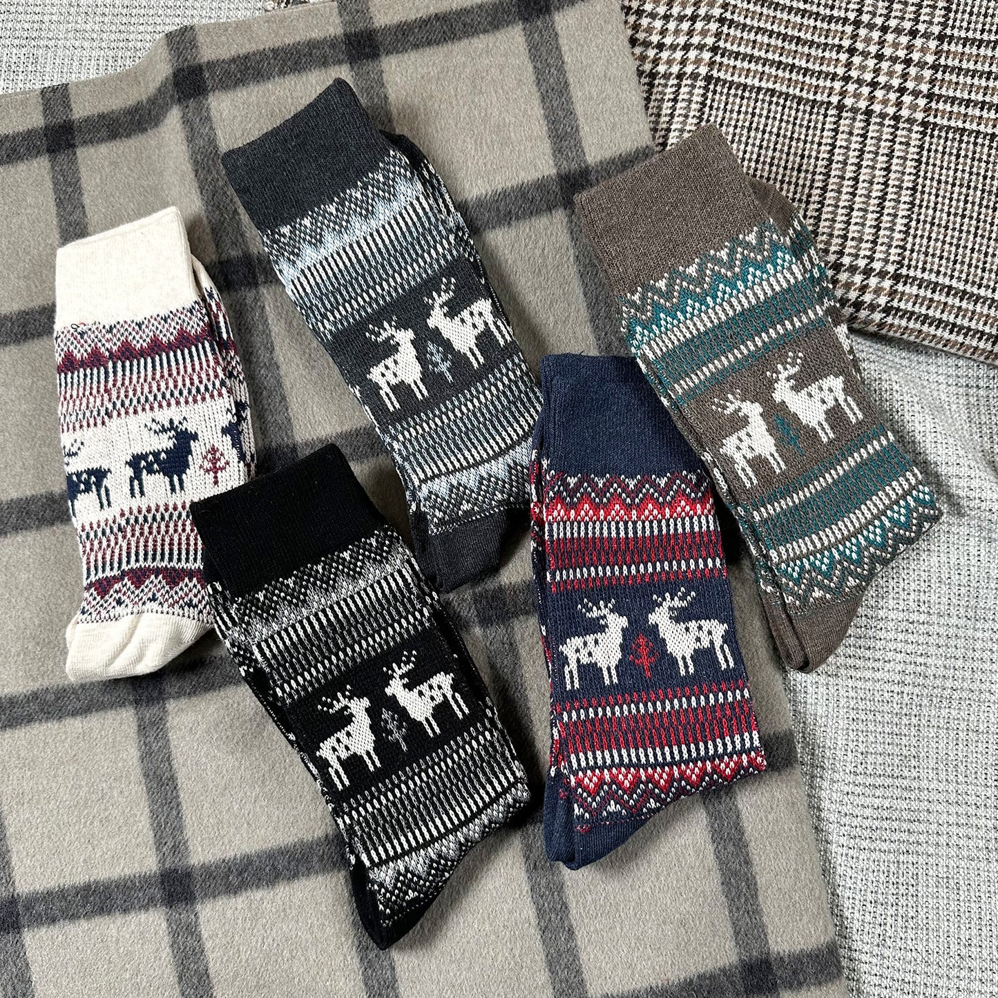 Men's Crew Deer Jacquard Socks