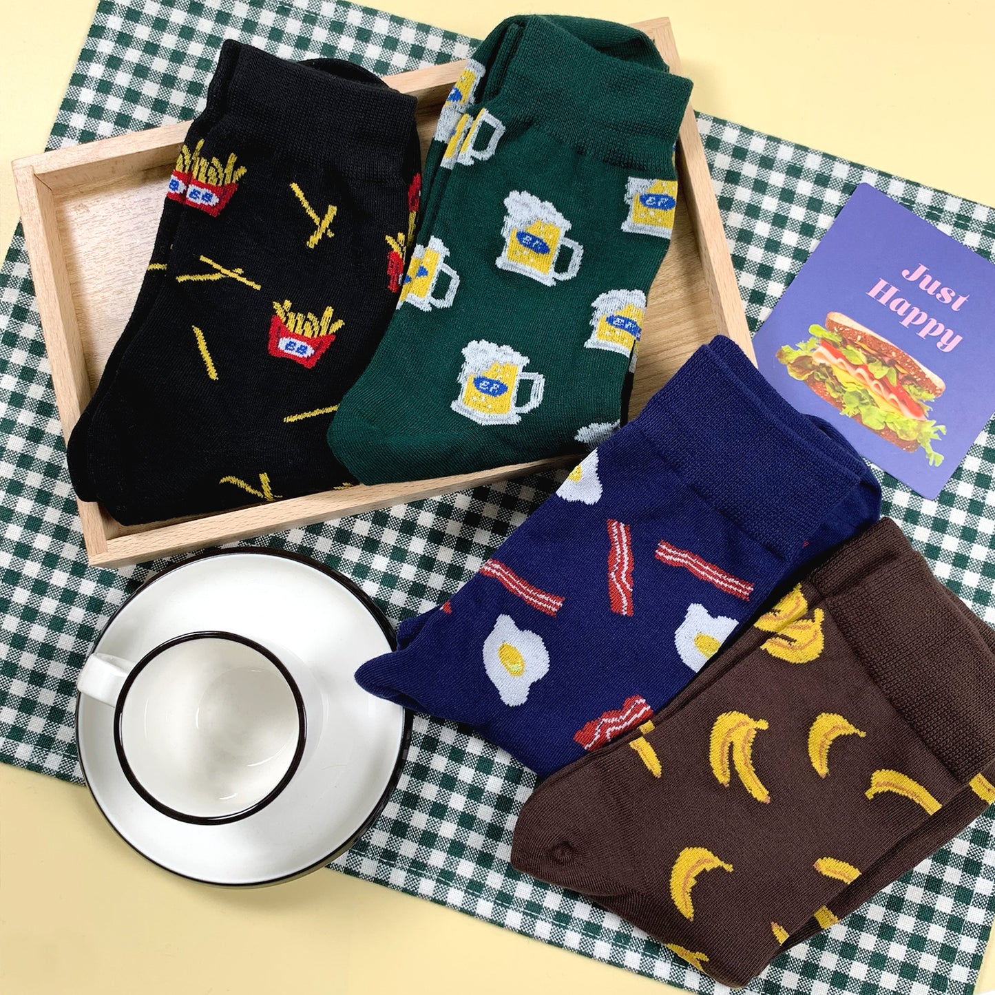Men's Crew Unique Food Pattern Socks