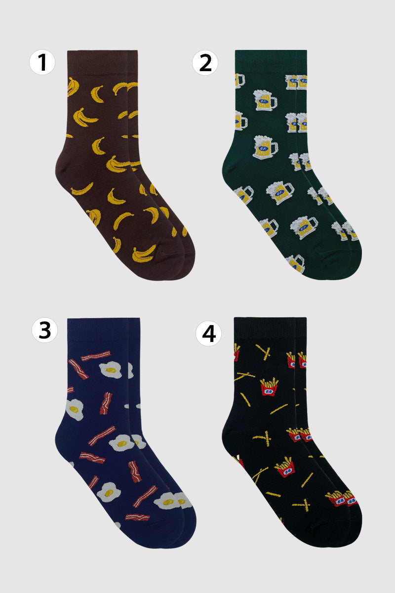 Men's Crew Unique Food Pattern Socks