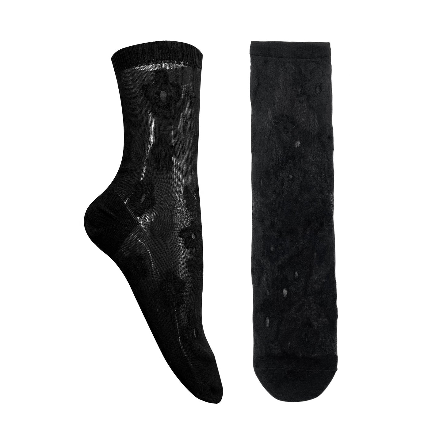 Women's Crew See-Through Simple Flower Socks