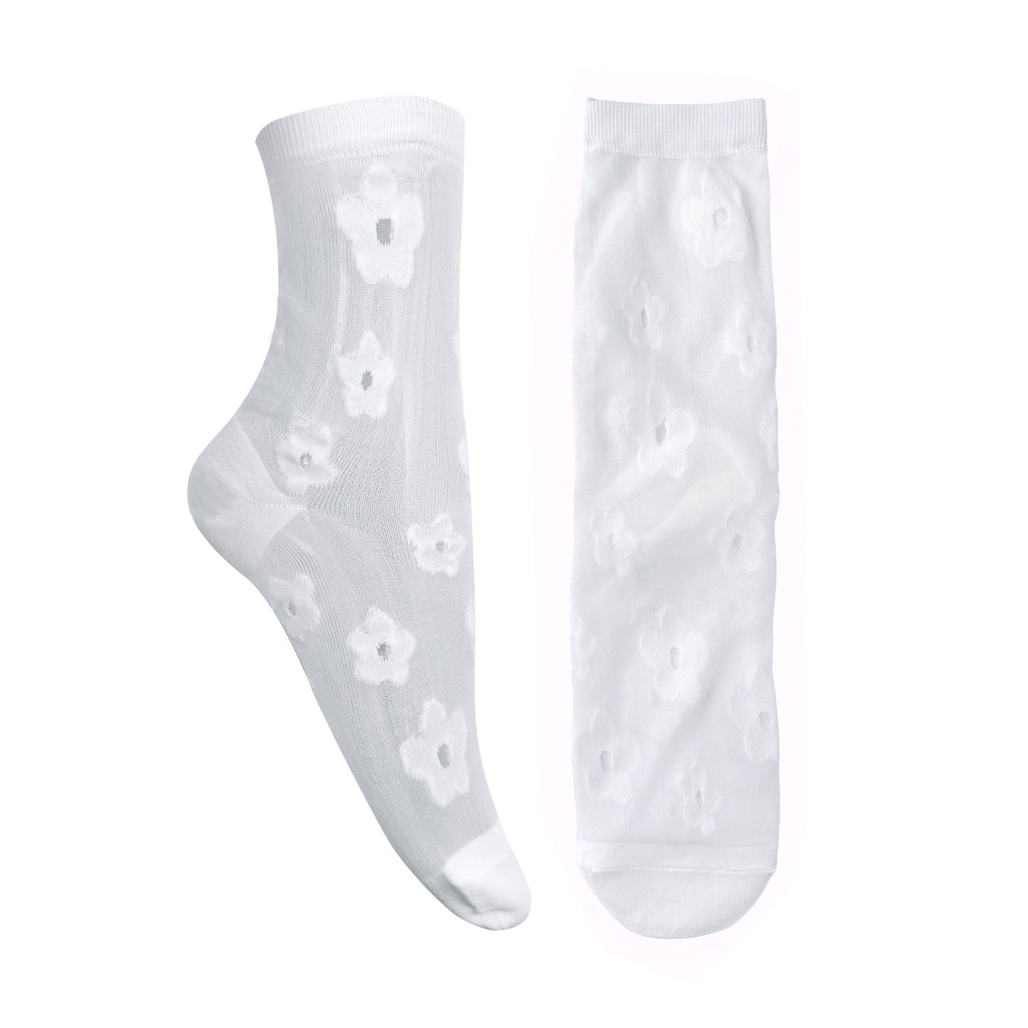 Women's Crew See-Through Simple Flower Socks