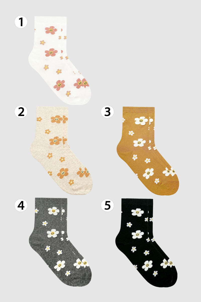 Women's Crew Fluffy Flower Socks