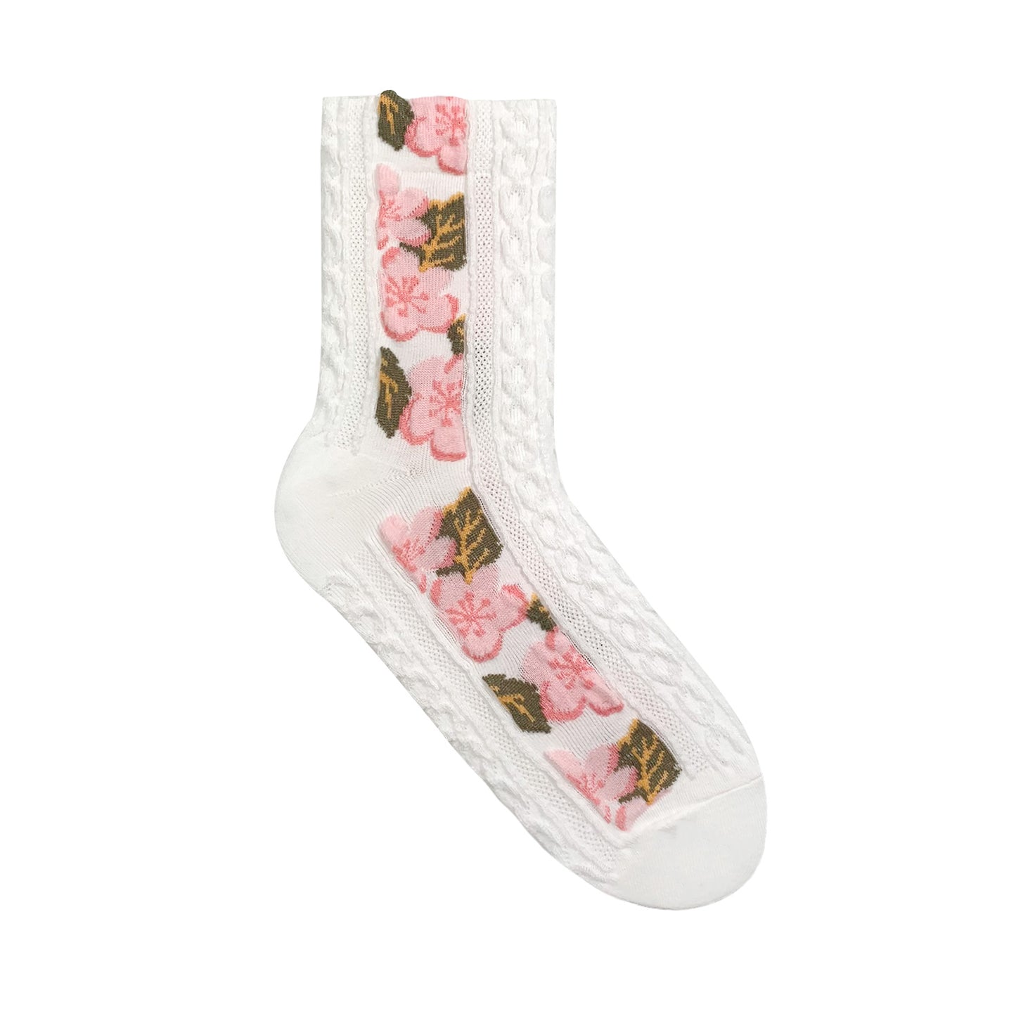 Women's Crew Mesh Flower Decoration Socks