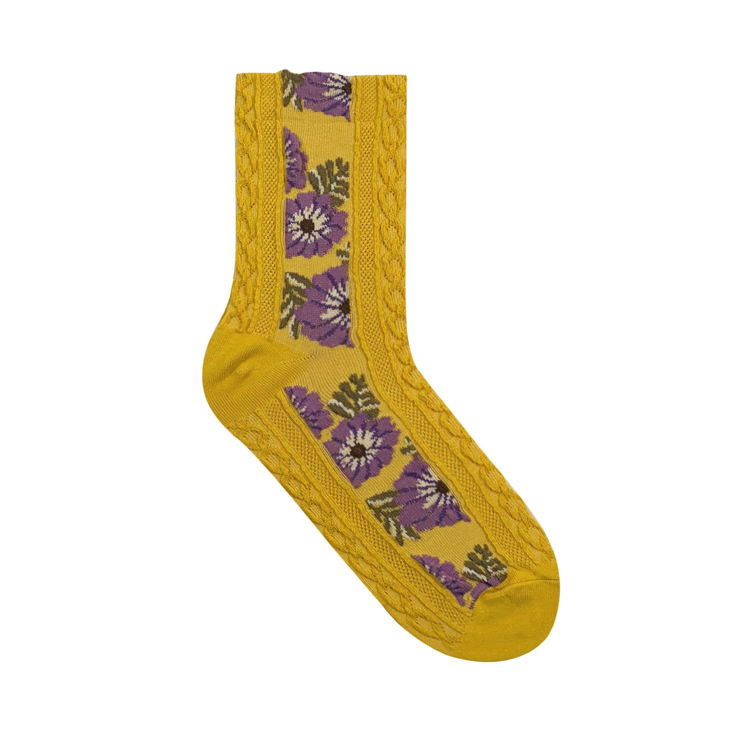 Women's Crew Mesh Flower Decoration Socks