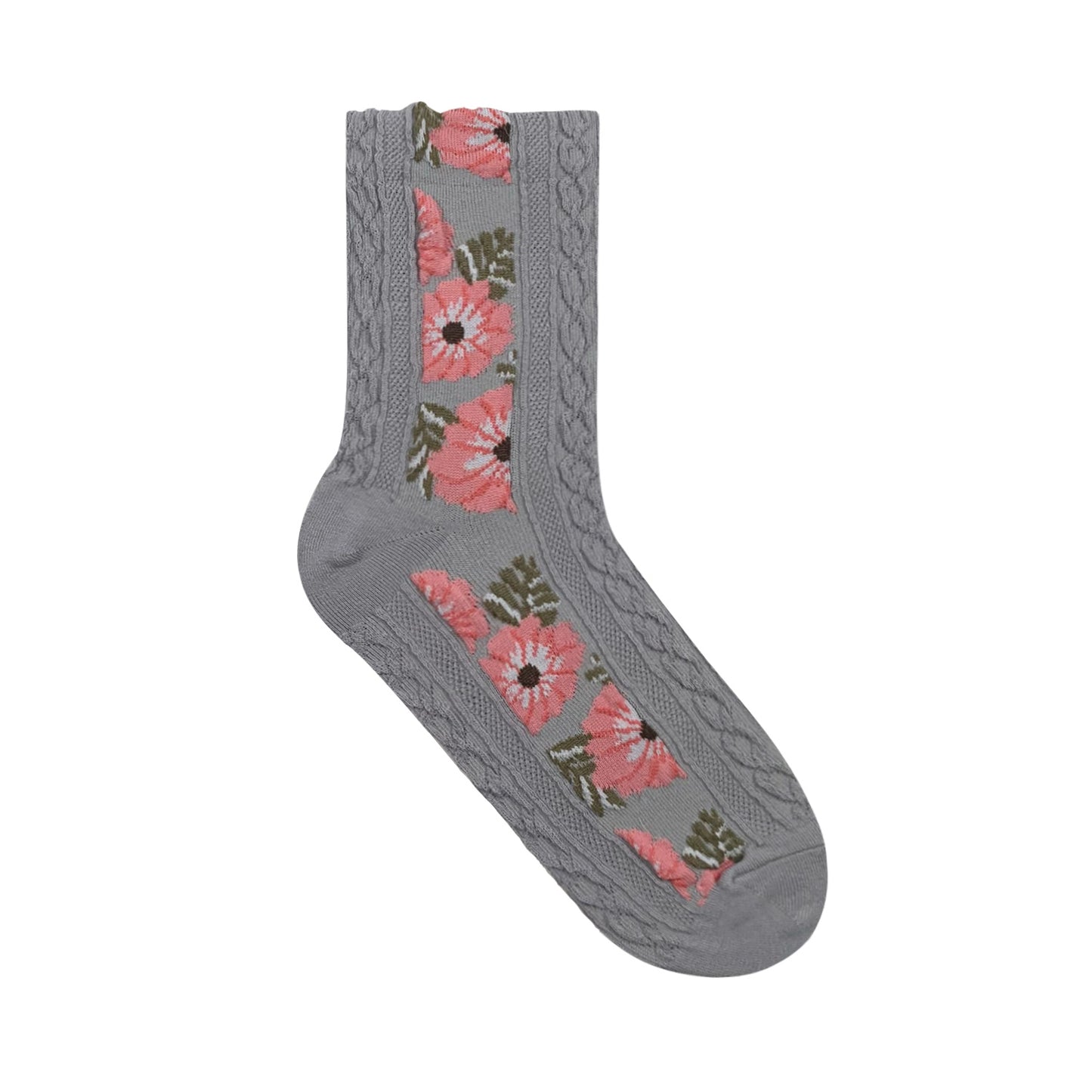 Women's Crew Mesh Flower Decoration Socks