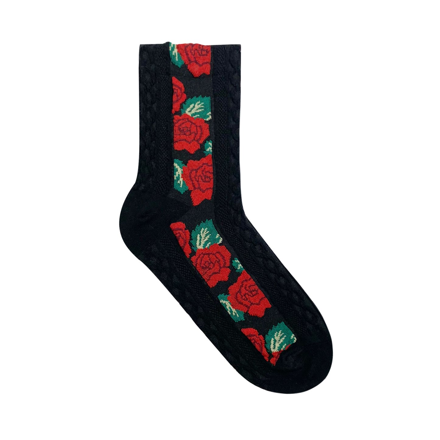 Women's Crew Mesh Flower Decoration Socks
