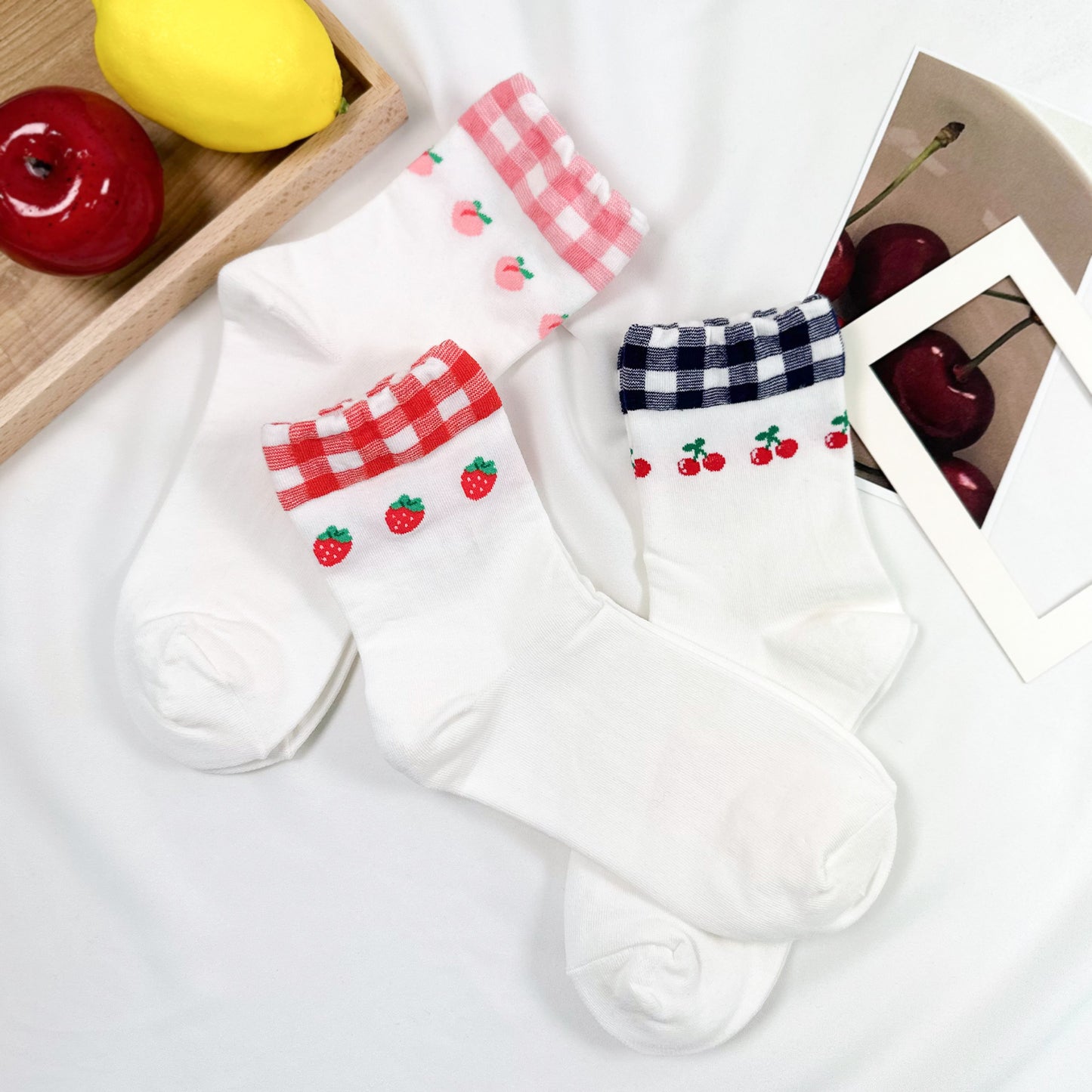 Women's Crew Fruit Check Socks