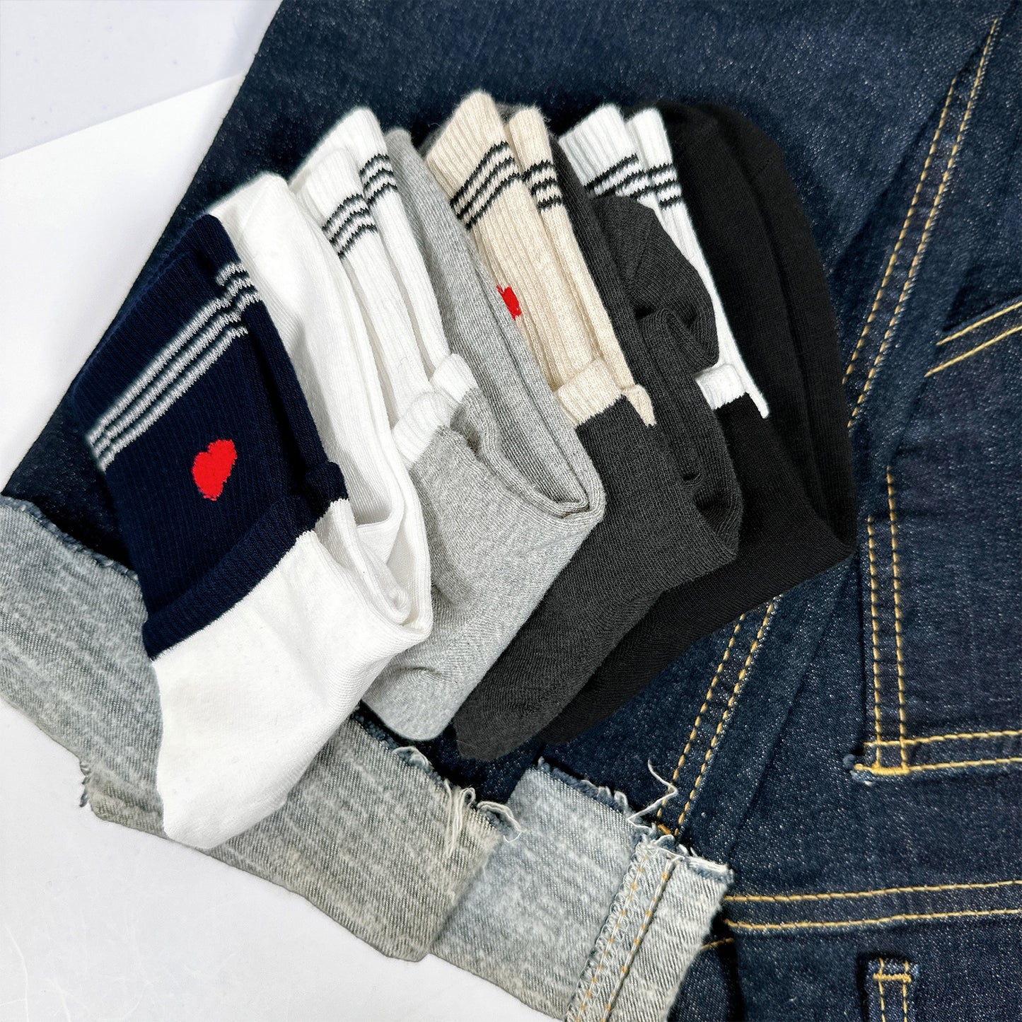 Women's Daily Heart Socks - Made in Korea
