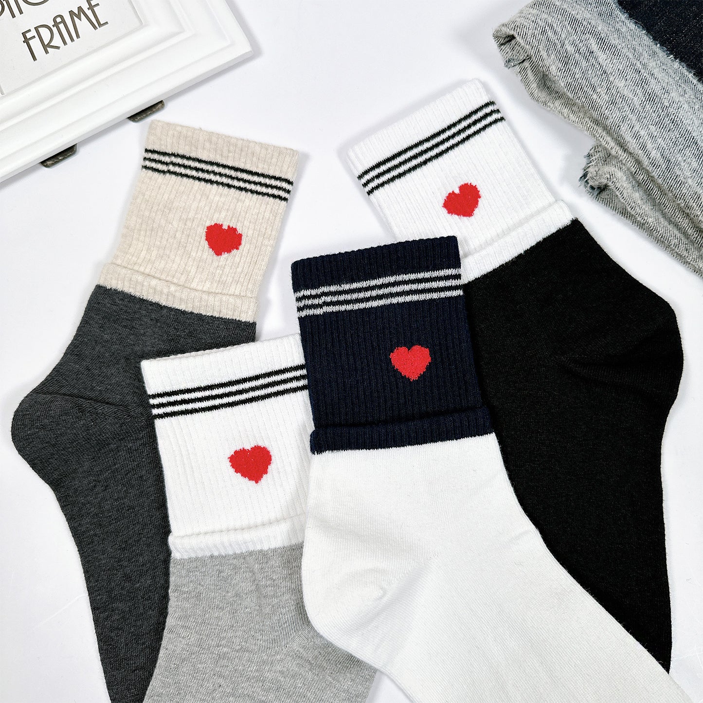Women's Daily Heart Socks - Made in Korea