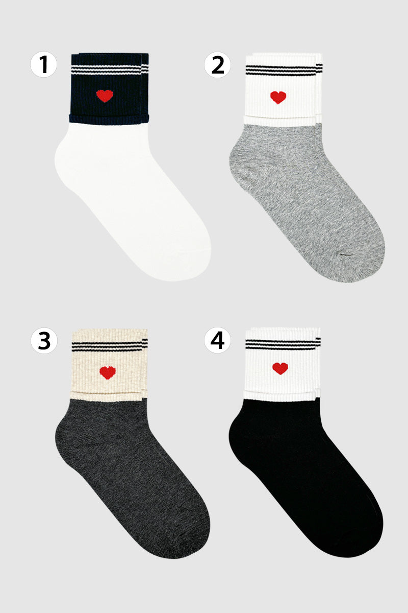Women's Daily Heart Socks - Made in Korea