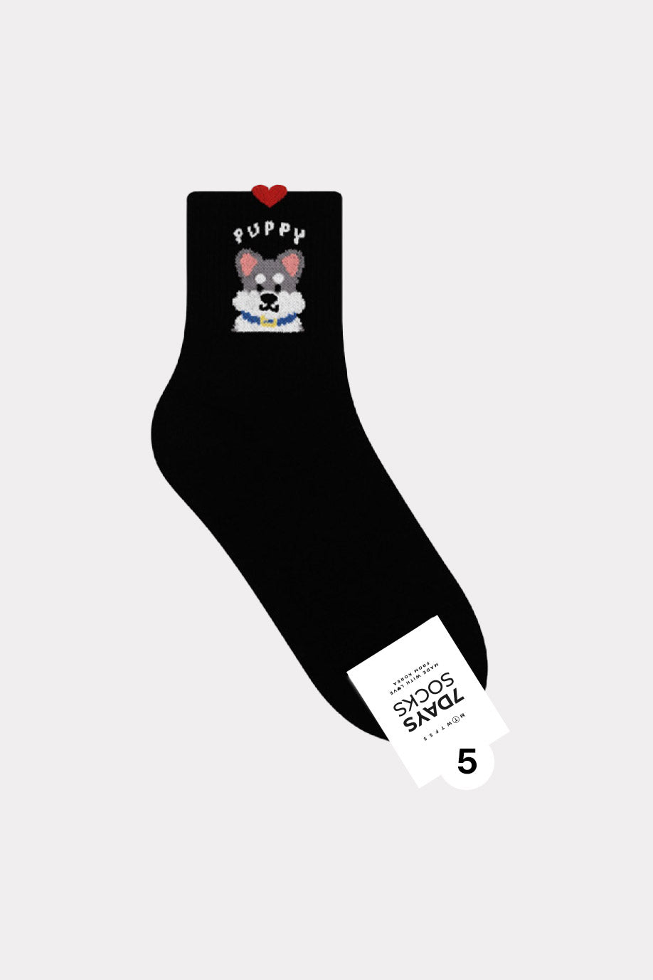Women's Crew Puppy Photo Socks - Made in Korea