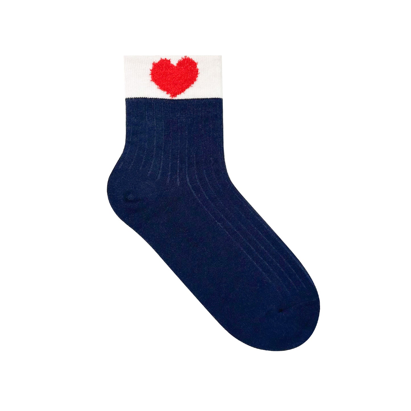 Women's Crew Fluffy Heart Ribbed Socks