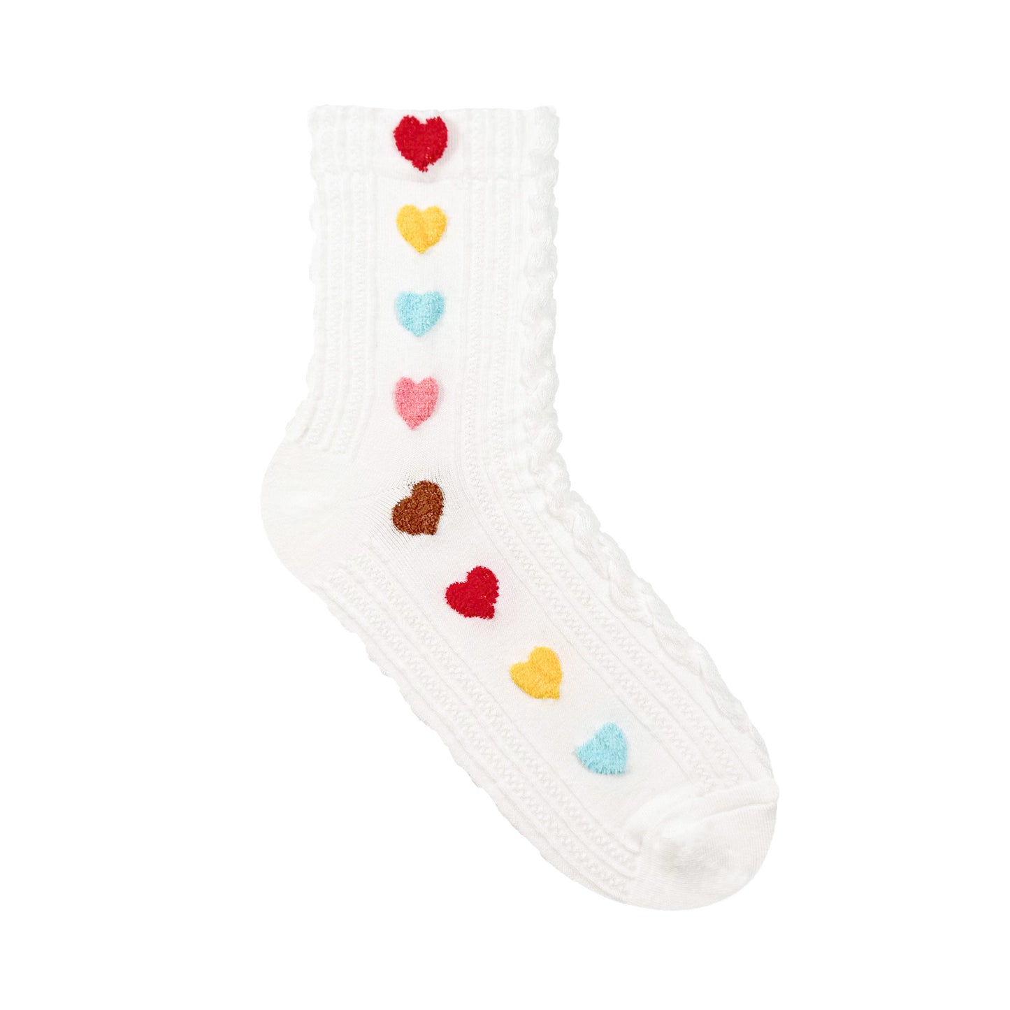 Women's Crew Mesh Pom Pom Heart Socks