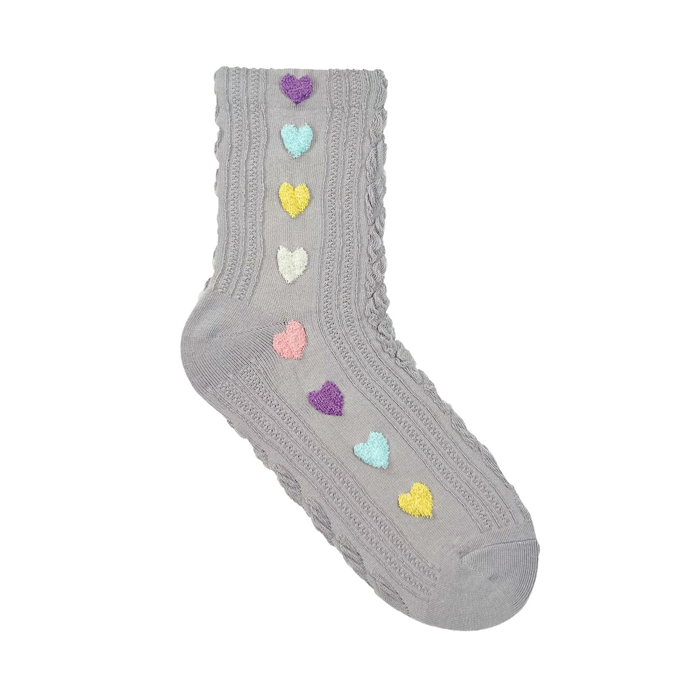 Women's Crew Mesh Pom Pom Heart Socks