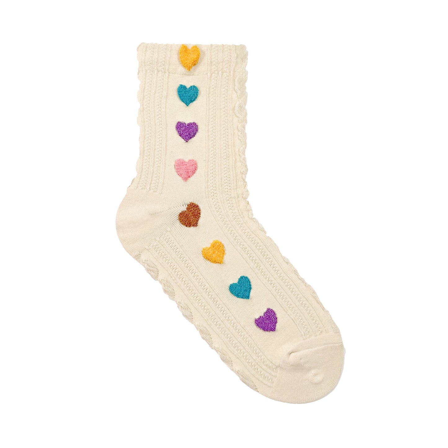 Women's Crew Mesh Pom Pom Heart Socks