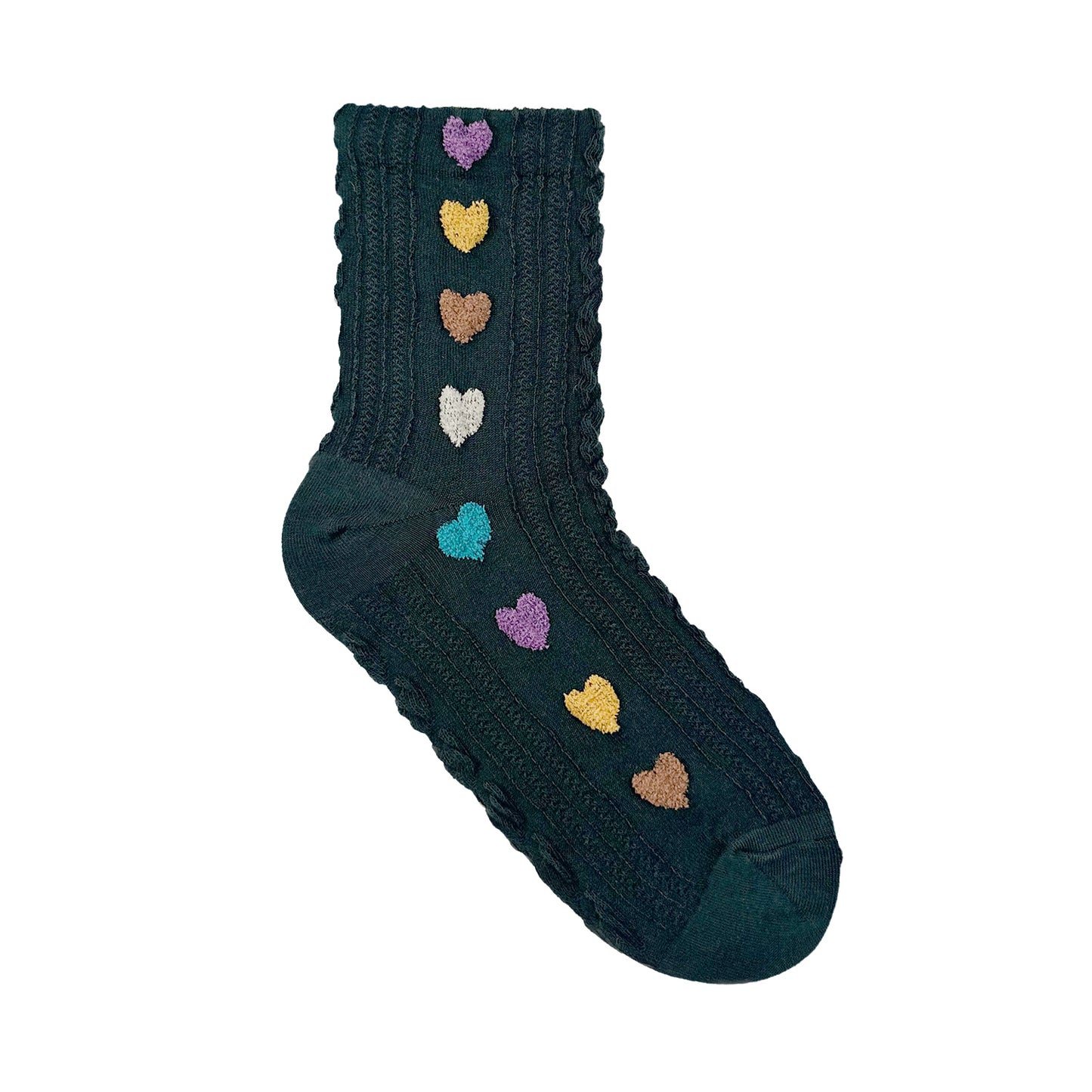 Women's Crew Mesh Pom Pom Heart Socks