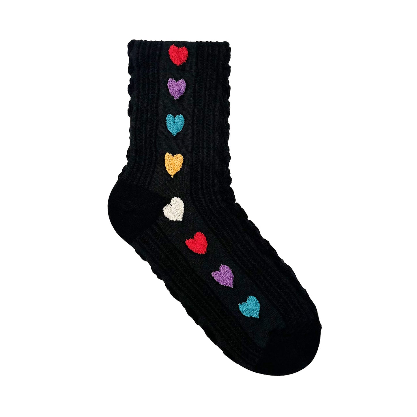 Women's Crew Mesh Pom Pom Heart Socks