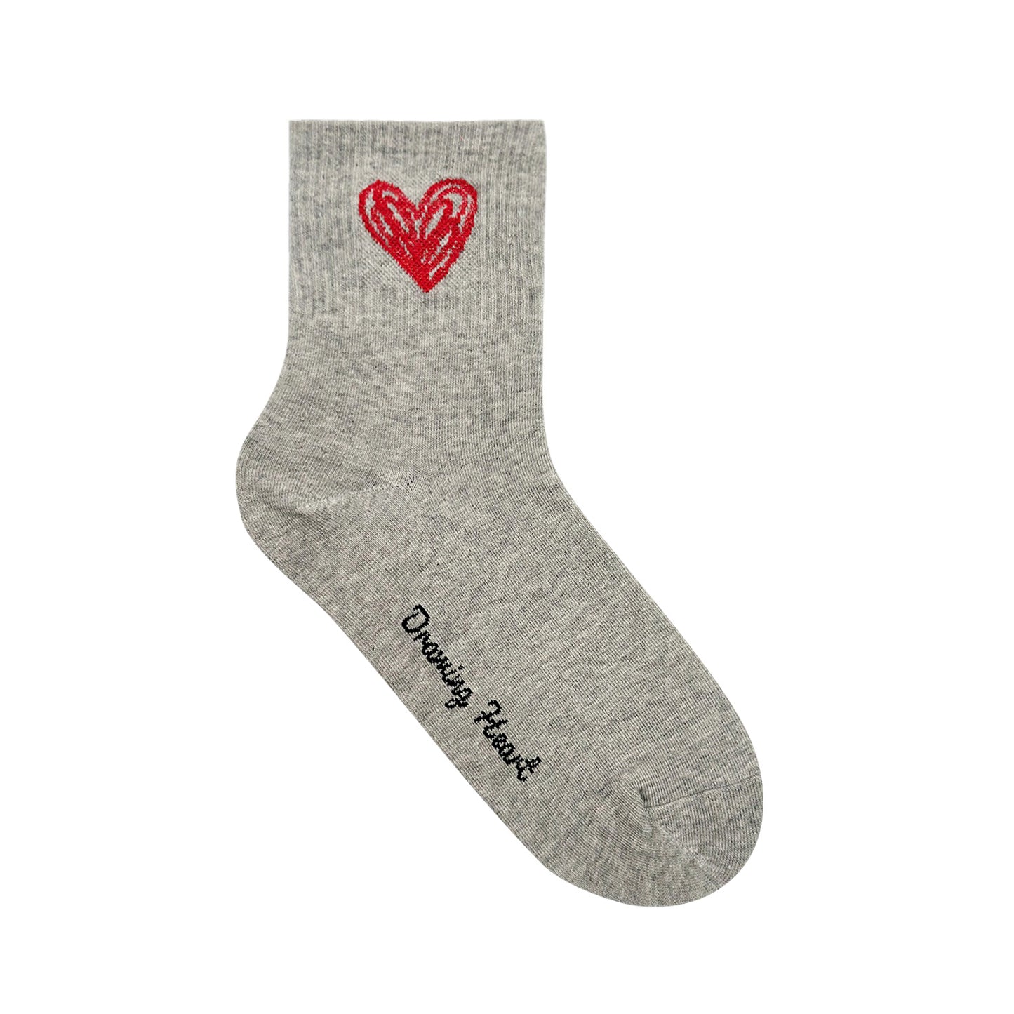 Women's Crew Drawing Heart Socks