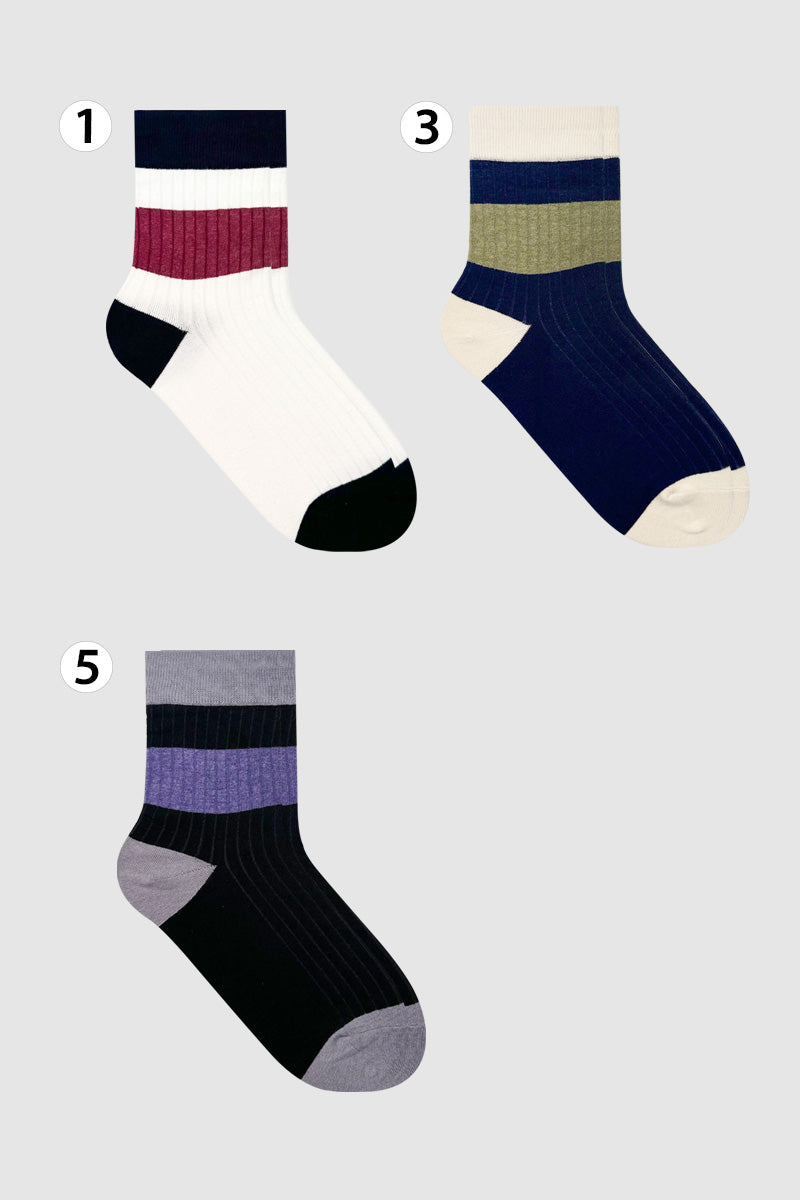Women's Crew Ribbed Half & Half Stripe Socks