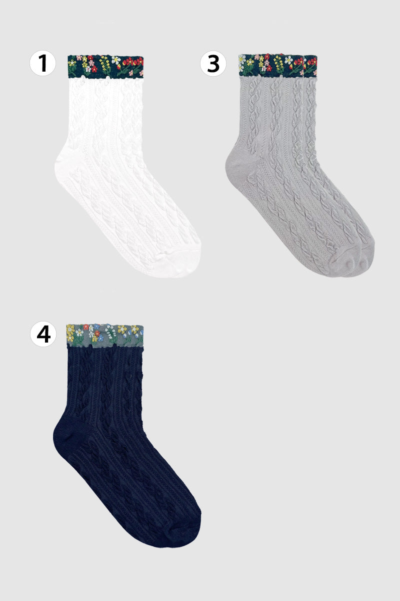 Women's Crew Mesh Snow Flower Socks