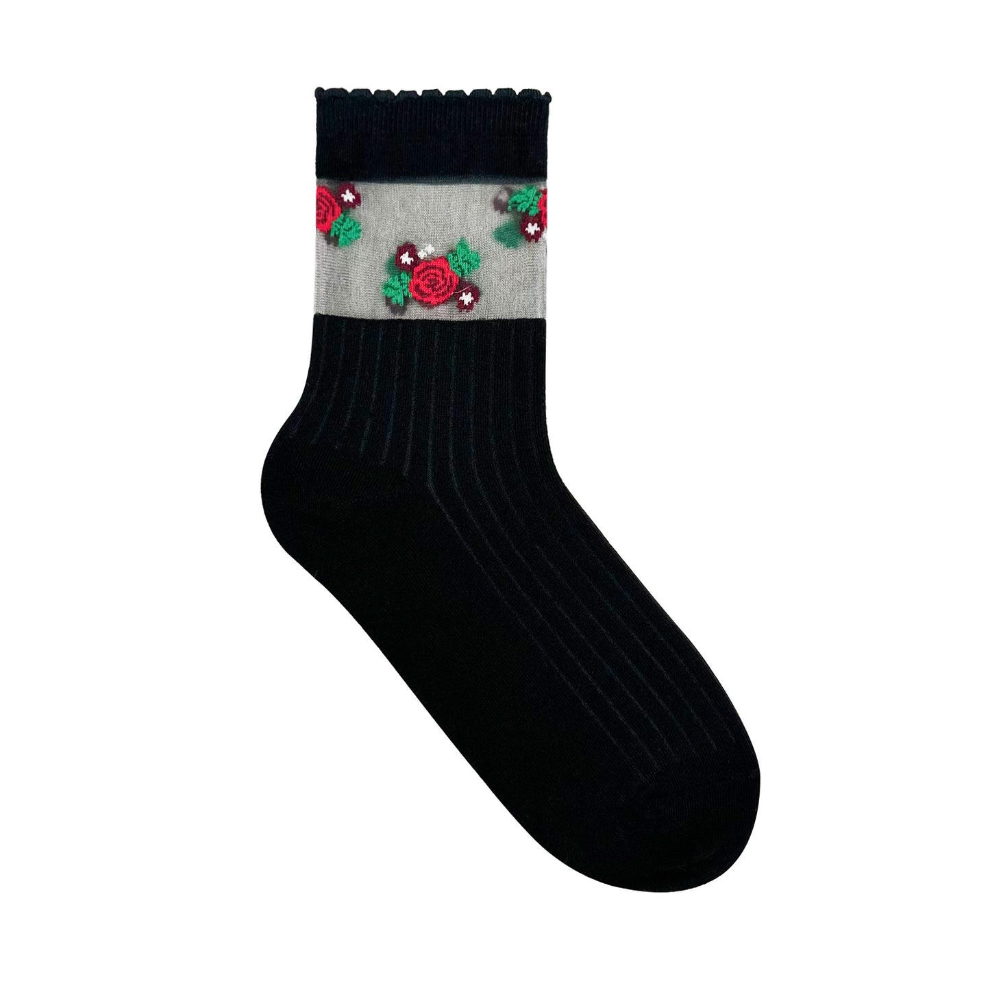 Women's Crew See-Through Flower Party Socks