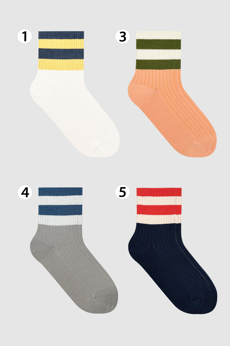 Women's Crew Ribbed Two-Tone Stripe Socks