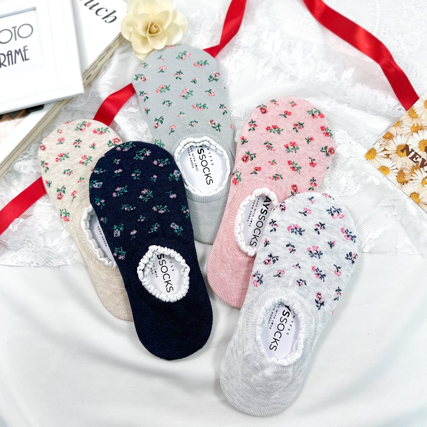 Women's No Show Flower Socks