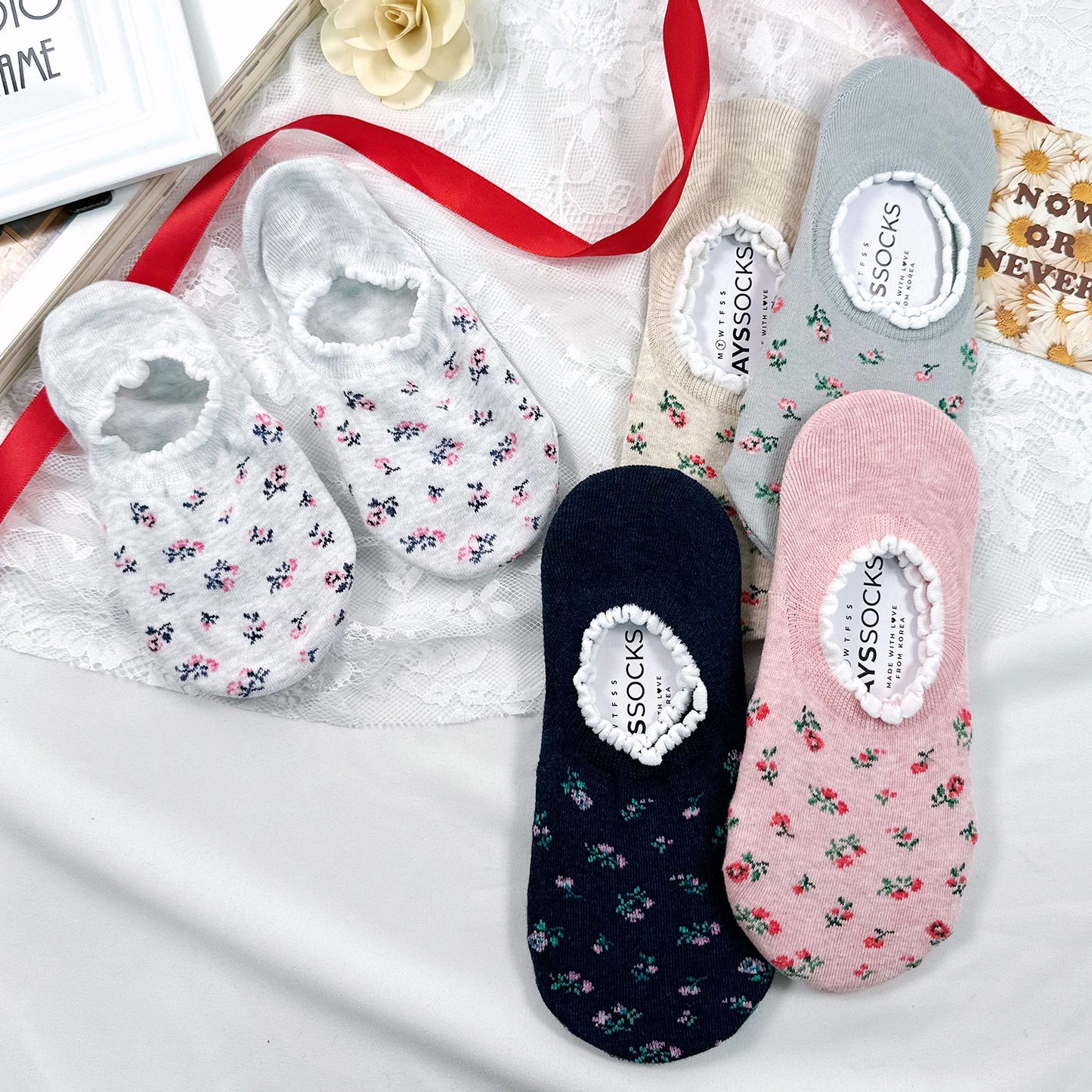 Women's No Show Flower Socks