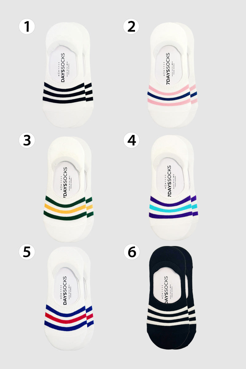 Women's No Show 3 Stripe AA Socks