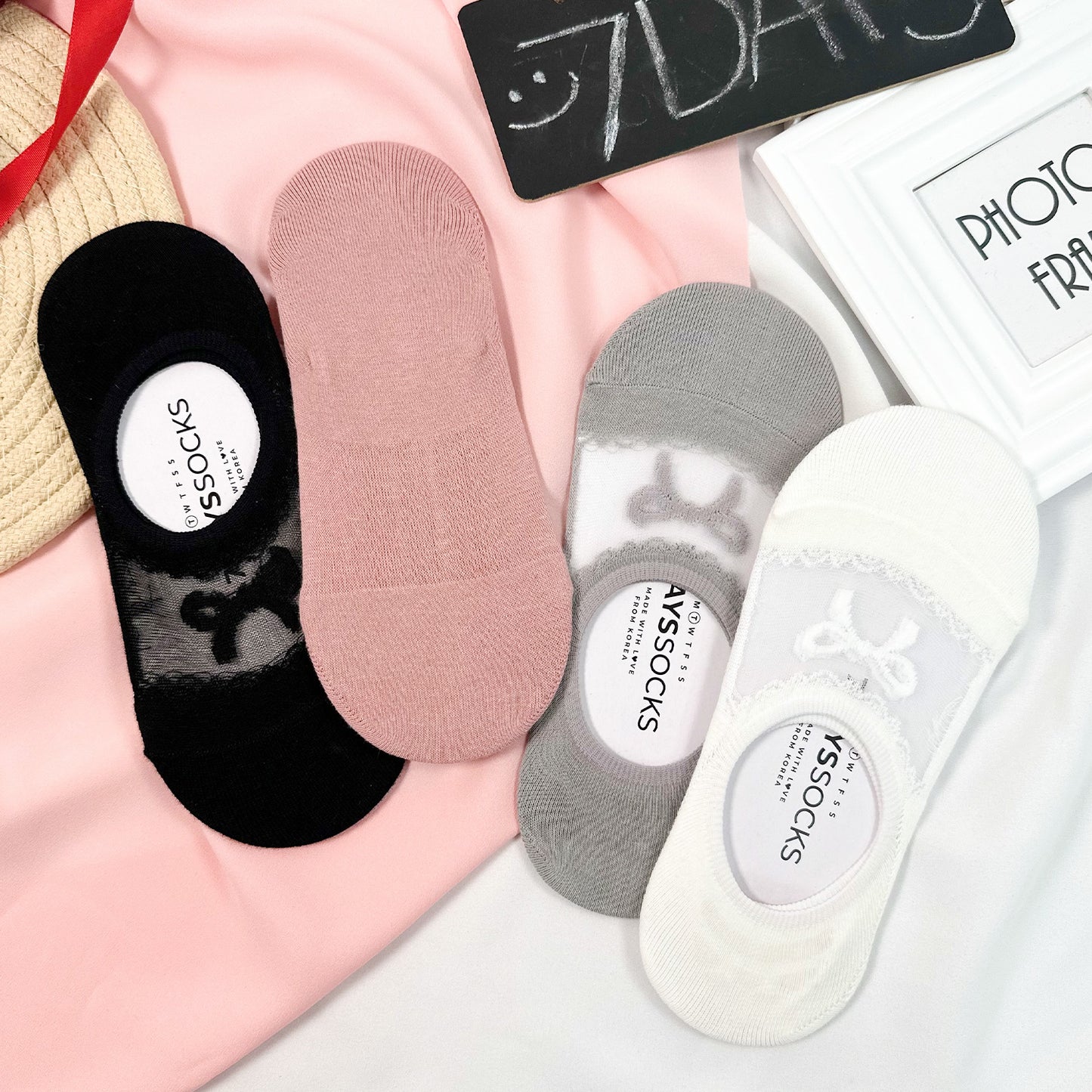 Women's No Show Ribbon See-Through Socks